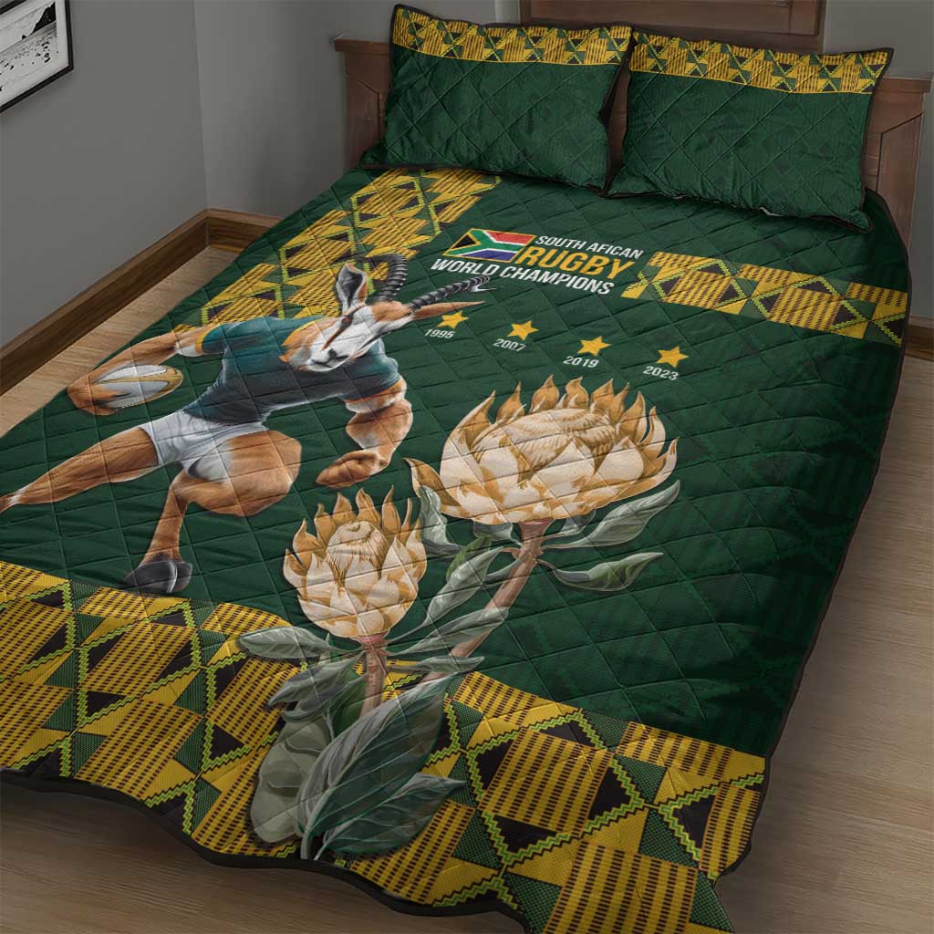 South Africa Rugby History World Champions Quilt Bed Set Springboks Make History LT9