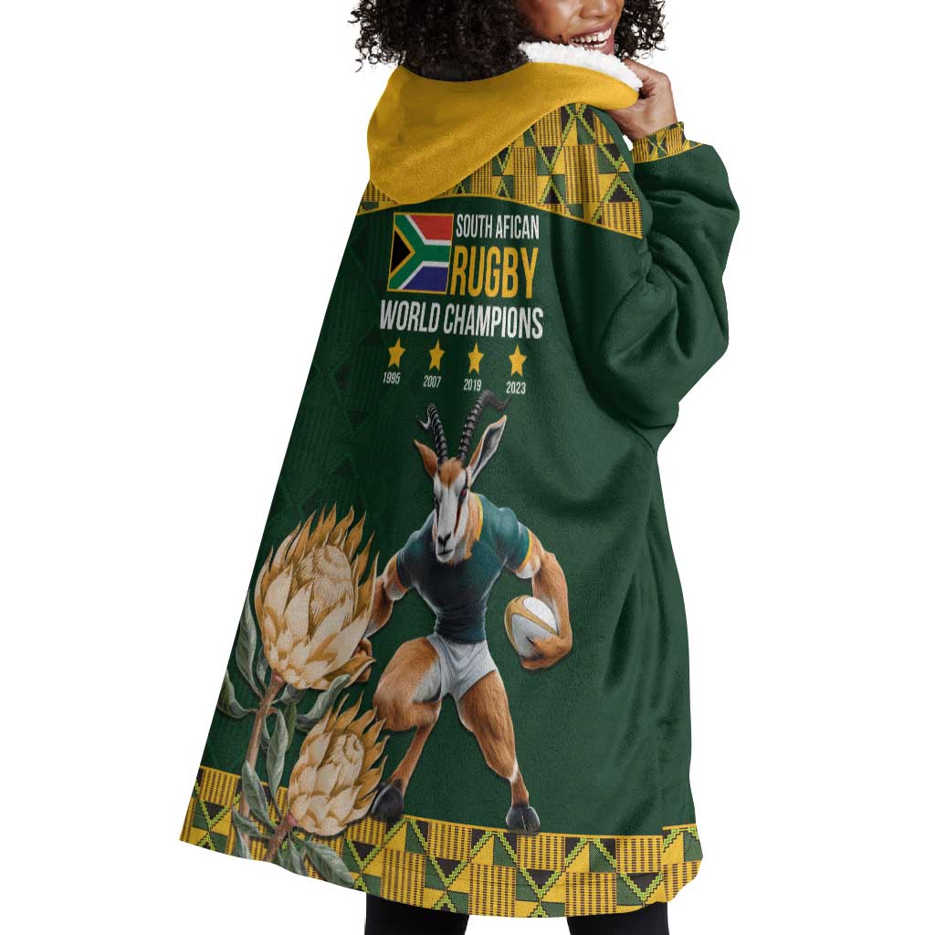 South Africa Rugby History World Champions Wearable Blanket Hoodie Springboks Make History LT9