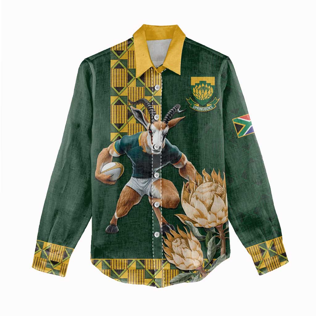 South Africa Rugby History World Champions Women Casual Shirt Springboks Make History LT9