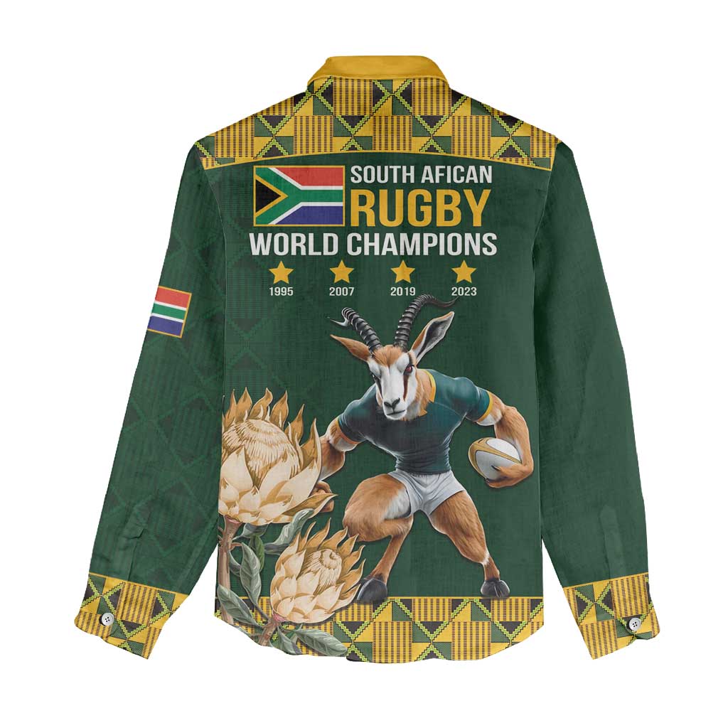 South Africa Rugby History World Champions Women Casual Shirt Springboks Make History LT9