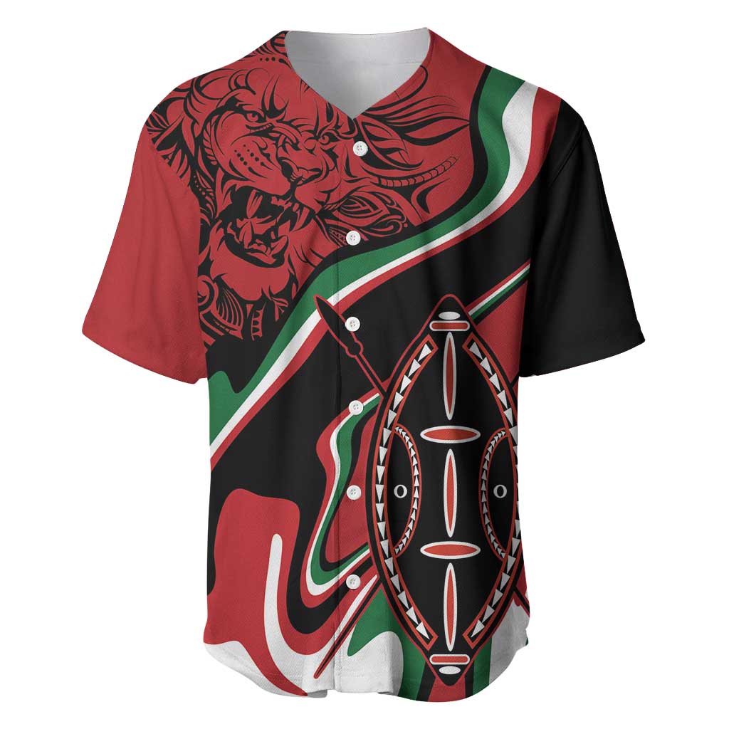 Happy Jamhuri Day Kenya Baseball Jersey Kenyan Lion and Maasai Shield LT9