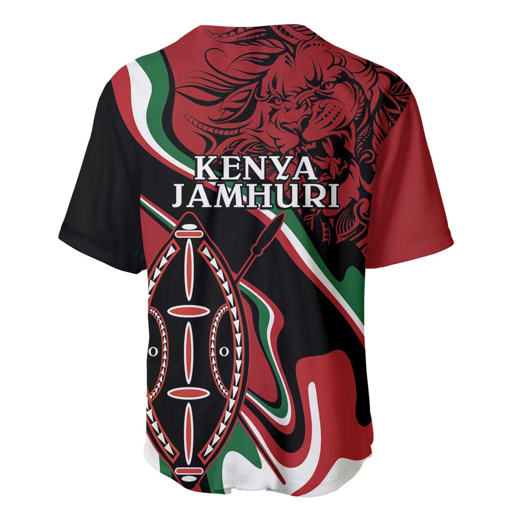 Happy Jamhuri Day Kenya Baseball Jersey Kenyan Lion and Maasai Shield LT9