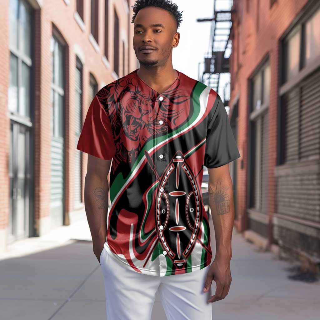 Happy Jamhuri Day Kenya Baseball Jersey Kenyan Lion and Maasai Shield LT9
