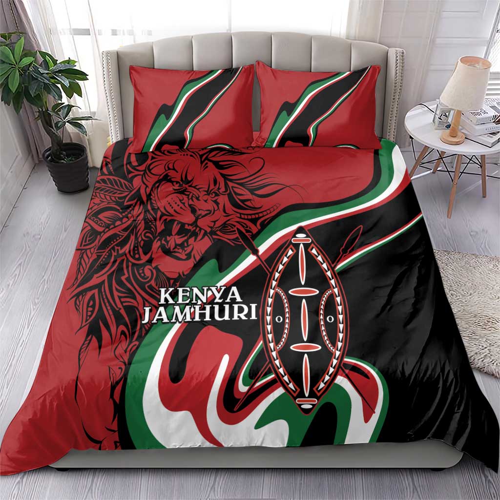 Happy Jamhuri Day Kenya Bedding Set Kenyan Lion and Maasai Shield LT9