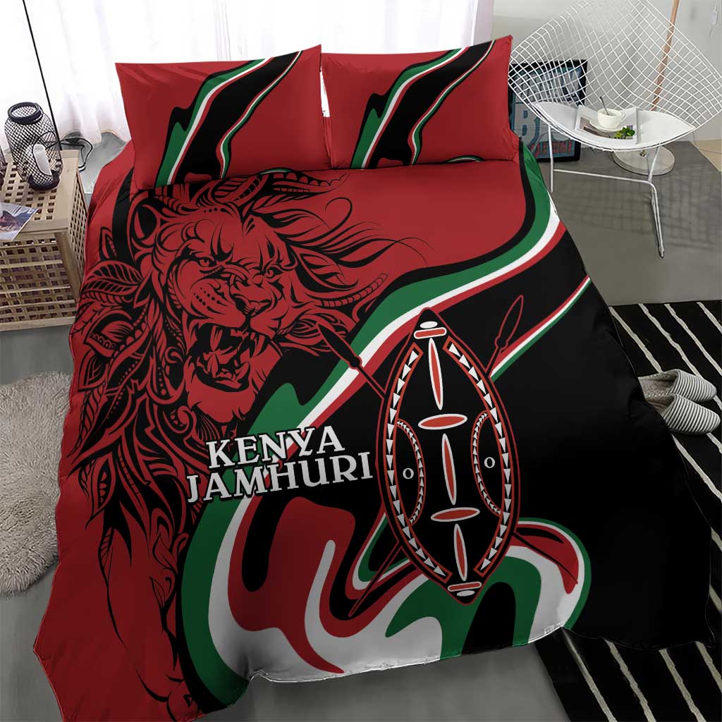 Happy Jamhuri Day Kenya Bedding Set Kenyan Lion and Maasai Shield LT9