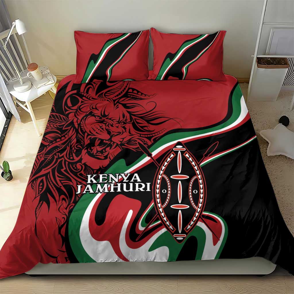 Happy Jamhuri Day Kenya Bedding Set Kenyan Lion and Maasai Shield LT9