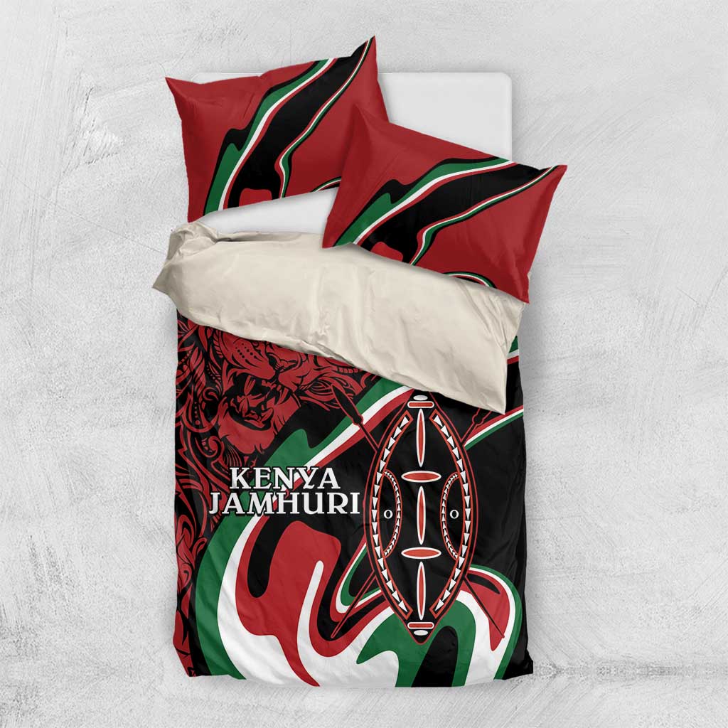 Happy Jamhuri Day Kenya Bedding Set Kenyan Lion and Maasai Shield LT9