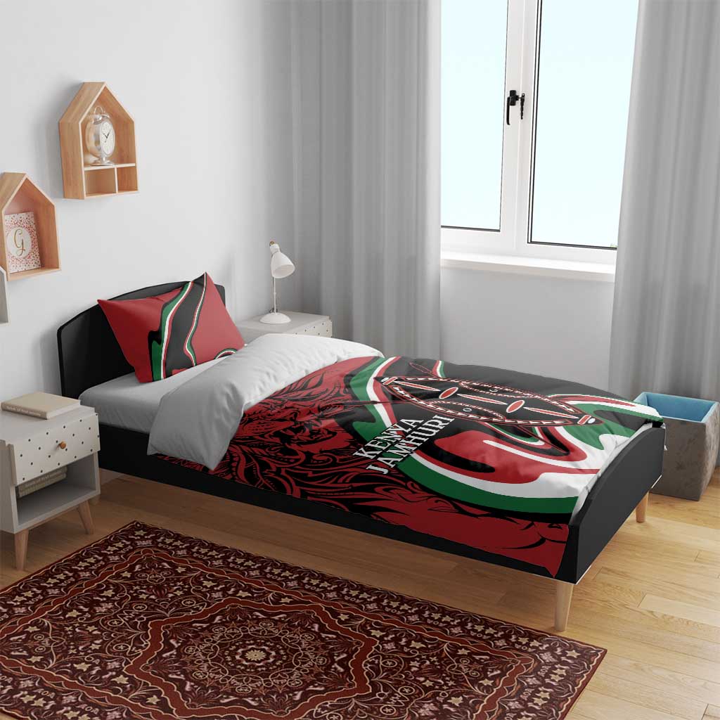 Happy Jamhuri Day Kenya Bedding Set Kenyan Lion and Maasai Shield LT9