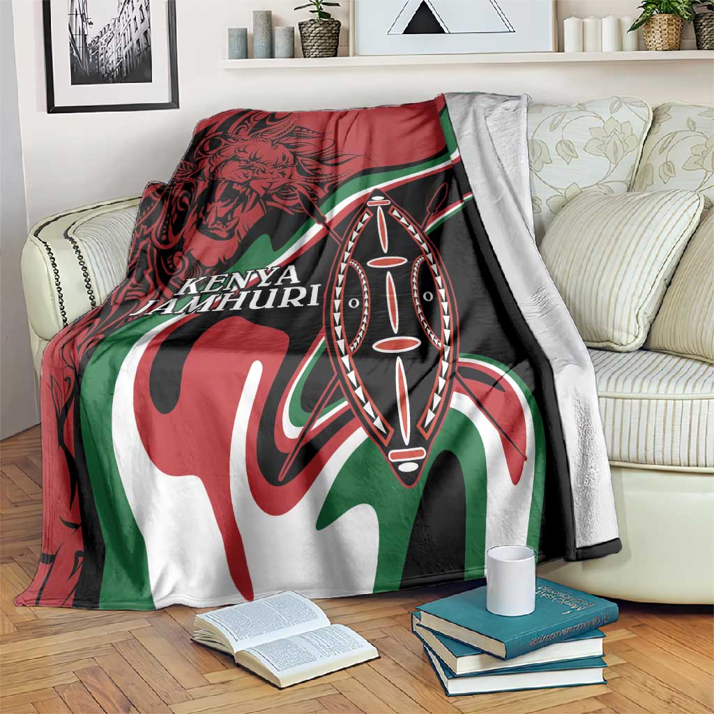 Happy Jamhuri Day Kenya Blanket Kenyan Lion and Maasai Shield LT9