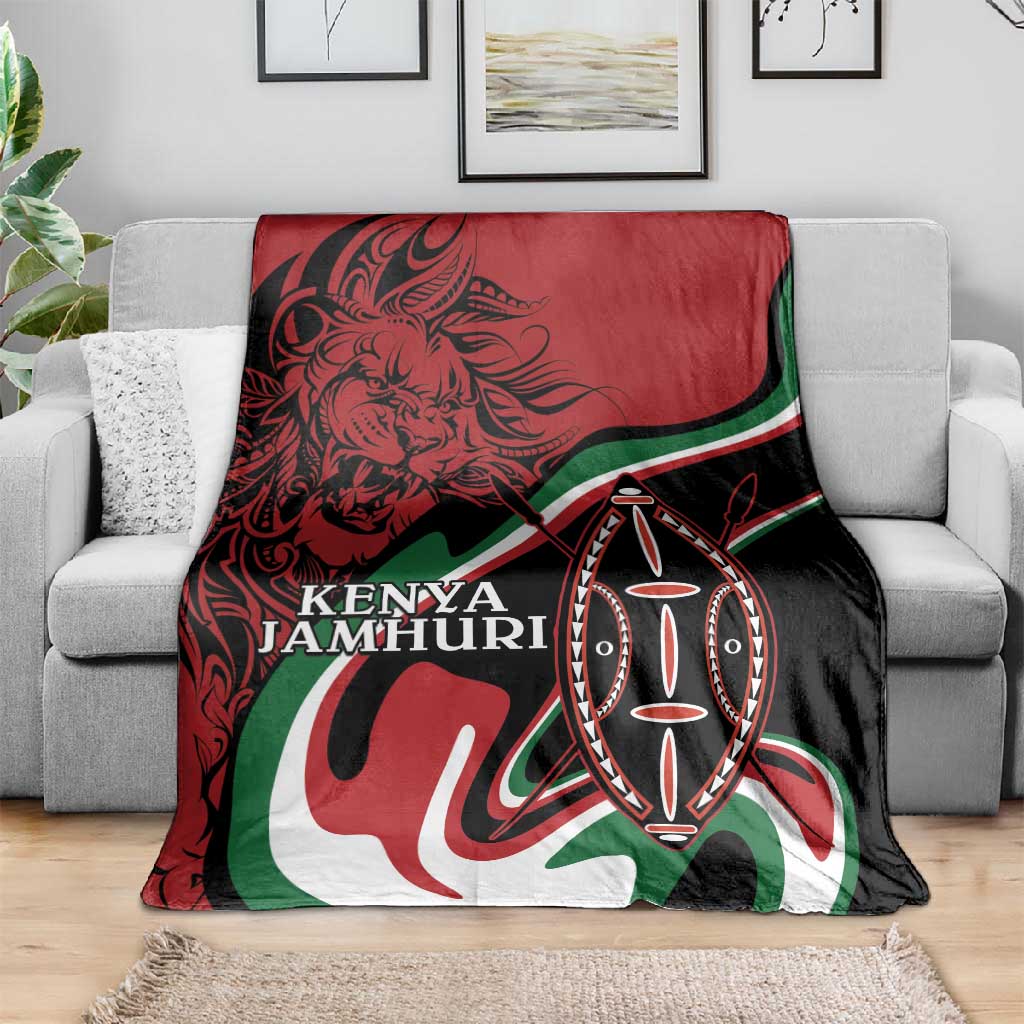 Happy Jamhuri Day Kenya Blanket Kenyan Lion and Maasai Shield LT9