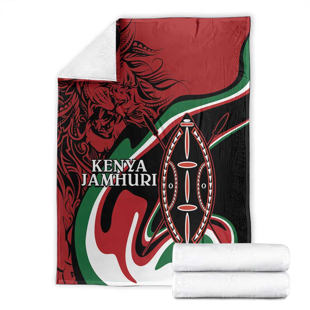Happy Jamhuri Day Kenya Blanket Kenyan Lion and Maasai Shield LT9