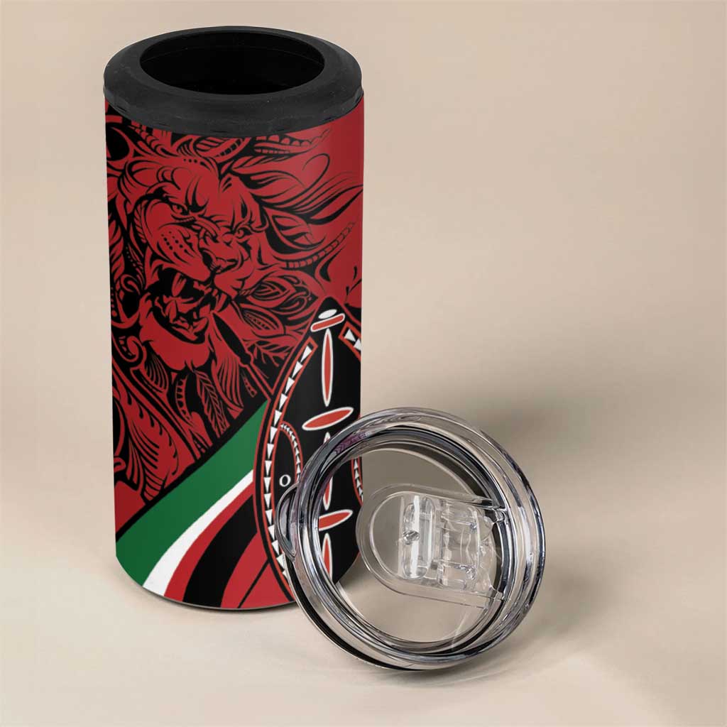 Happy Jamhuri Day Kenya 4 in 1 Can Cooler Tumbler Kenyan Lion and Maasai Shield LT9