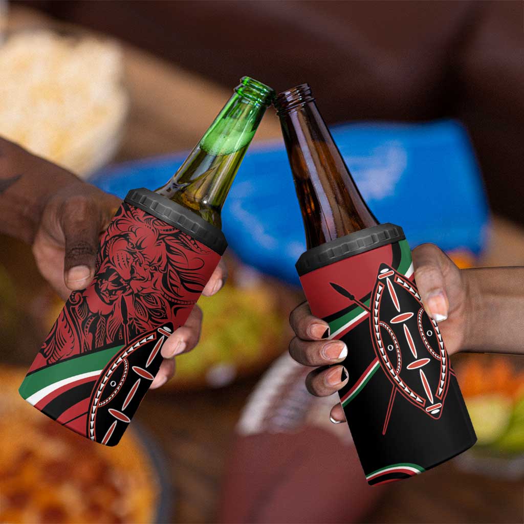 Happy Jamhuri Day Kenya 4 in 1 Can Cooler Tumbler Kenyan Lion and Maasai Shield LT9
