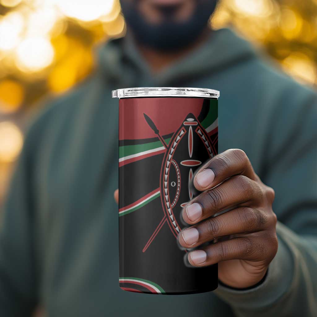 Happy Jamhuri Day Kenya 4 in 1 Can Cooler Tumbler Kenyan Lion and Maasai Shield LT9