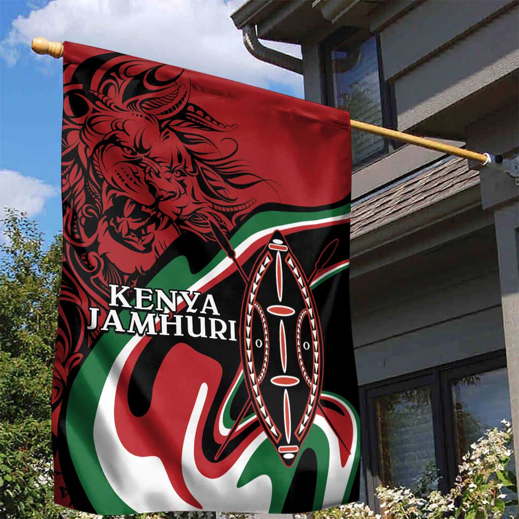 Happy Jamhuri Day Kenya Garden Flag Kenyan Lion and Maasai Shield LT9