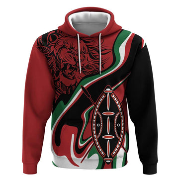 Happy Jamhuri Day Kenya Hoodie Kenyan Lion and Maasai Shield LT9