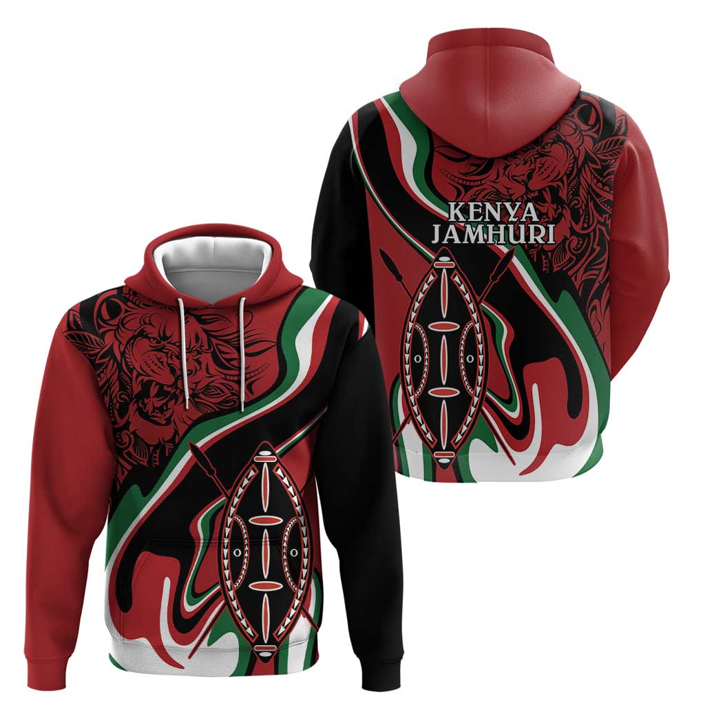 Happy Jamhuri Day Kenya Hoodie Kenyan Lion and Maasai Shield LT9