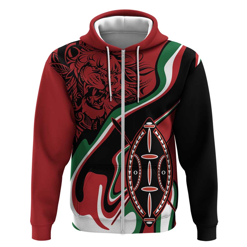 Happy Jamhuri Day Kenya Hoodie Kenyan Lion and Maasai Shield LT9