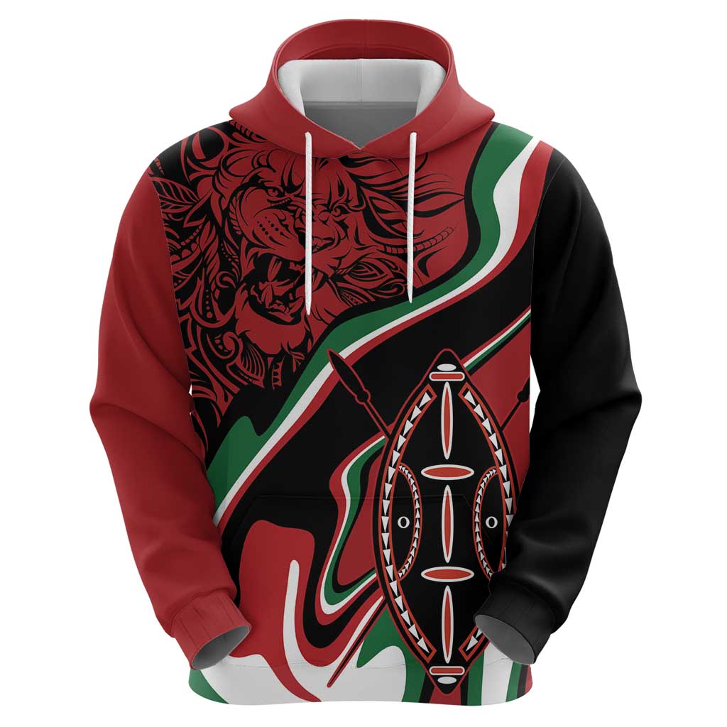 Happy Jamhuri Day Kenya Hoodie Kenyan Lion and Maasai Shield LT9
