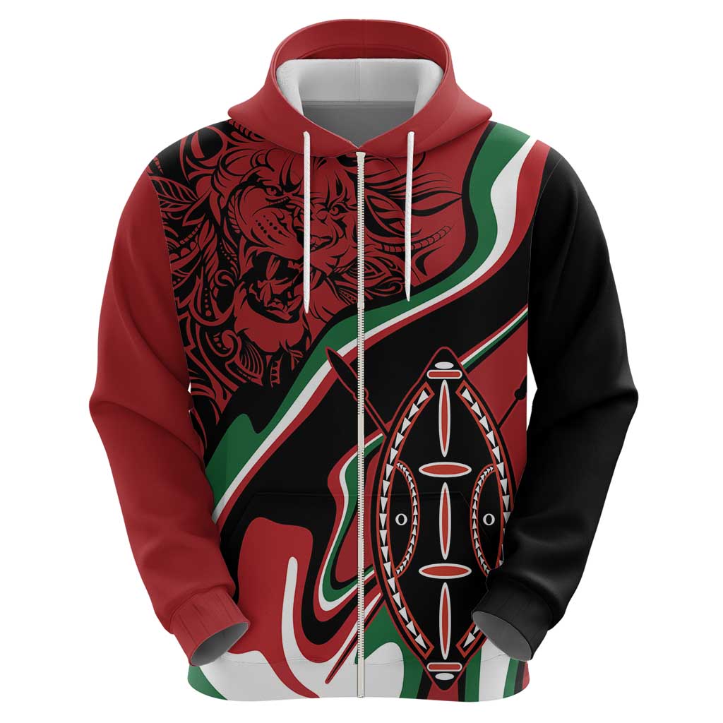 Happy Jamhuri Day Kenya Hoodie Kenyan Lion and Maasai Shield LT9