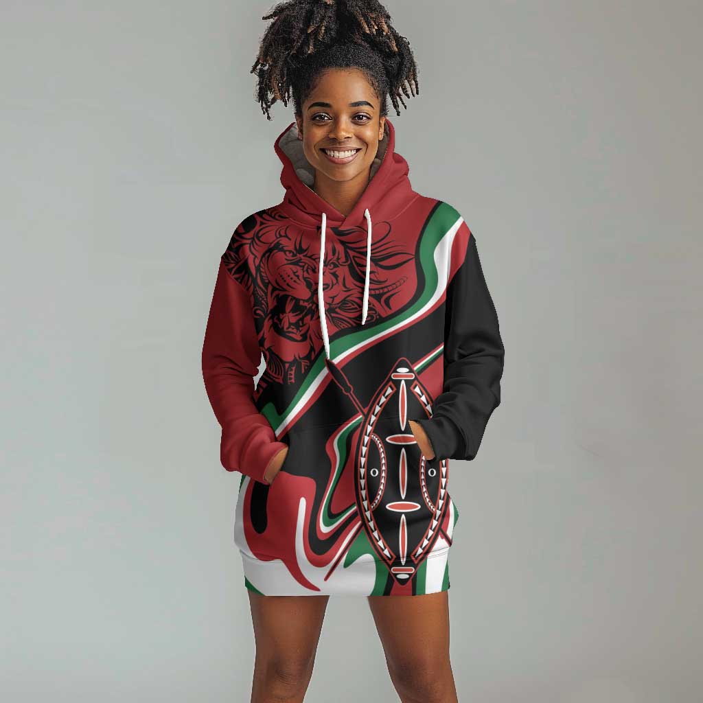 Happy Jamhuri Day Kenya Hoodie Dress Kenyan Lion and Maasai Shield LT9