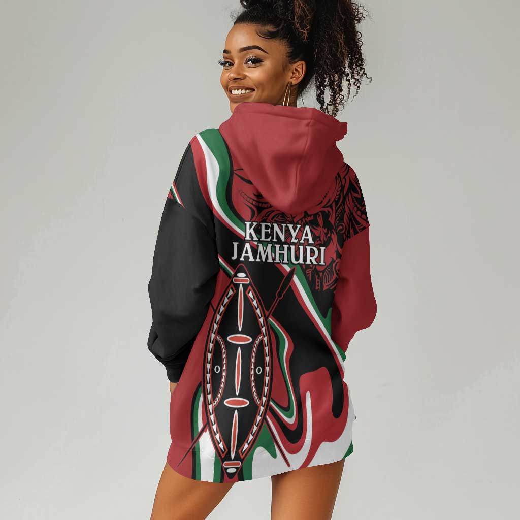 Happy Jamhuri Day Kenya Hoodie Dress Kenyan Lion and Maasai Shield LT9