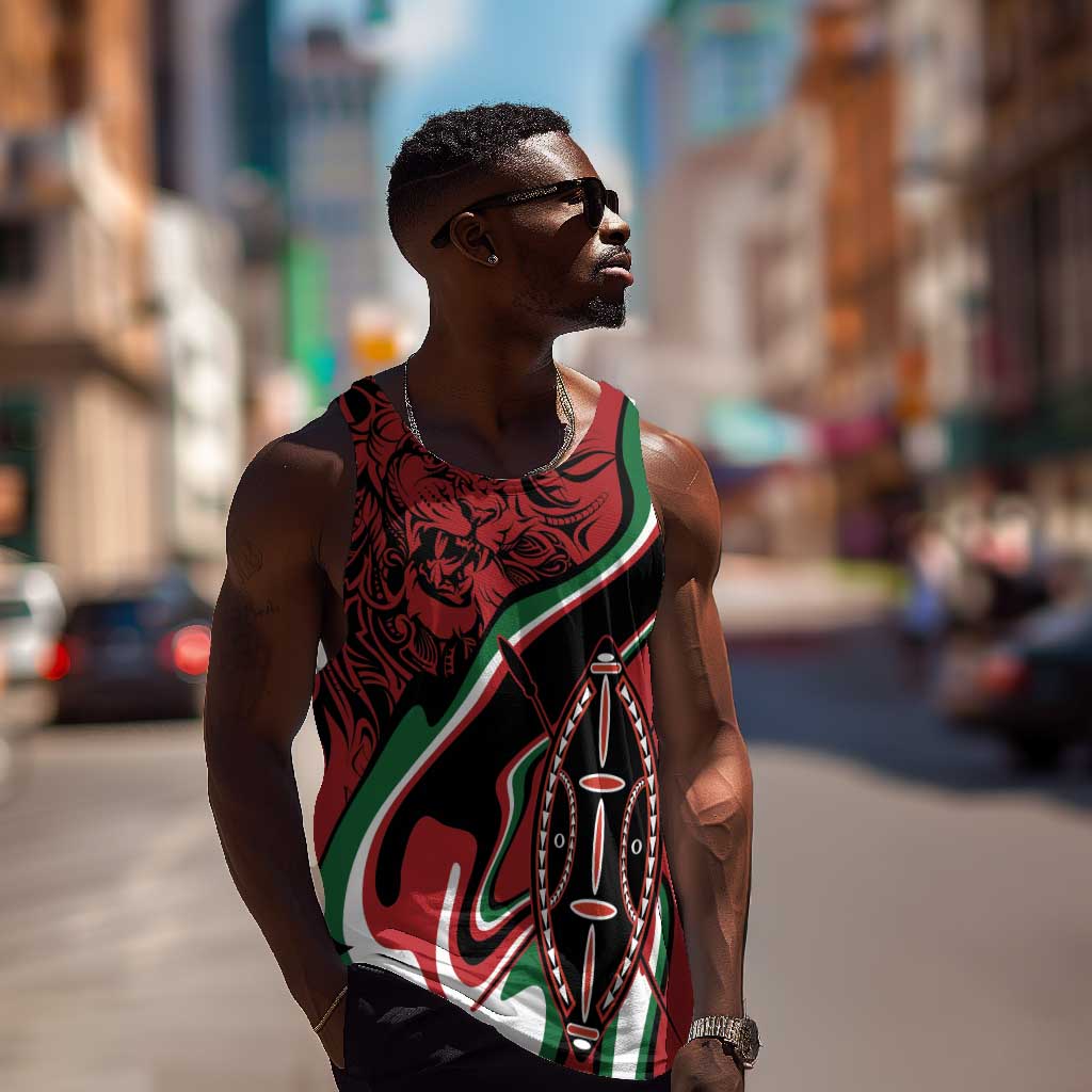 Happy Jamhuri Day Kenya Men Tank Top Kenyan Lion and Maasai Shield LT9