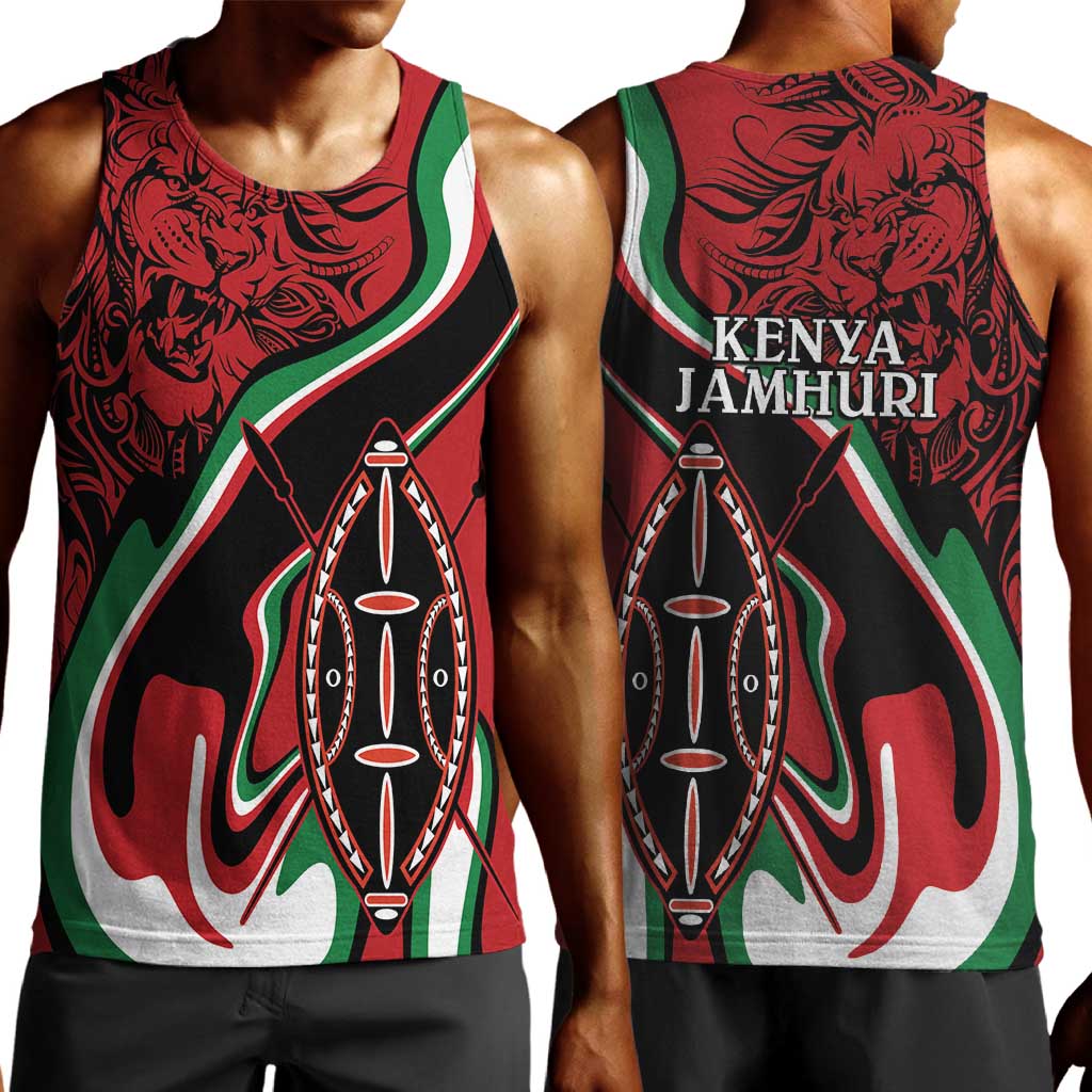 Happy Jamhuri Day Kenya Men Tank Top Kenyan Lion and Maasai Shield LT9