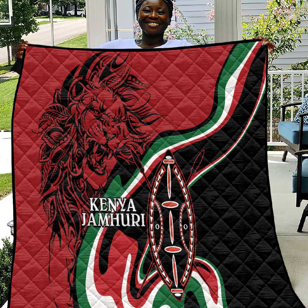 Happy Jamhuri Day Kenya Quilt Kenyan Lion and Maasai Shield LT9
