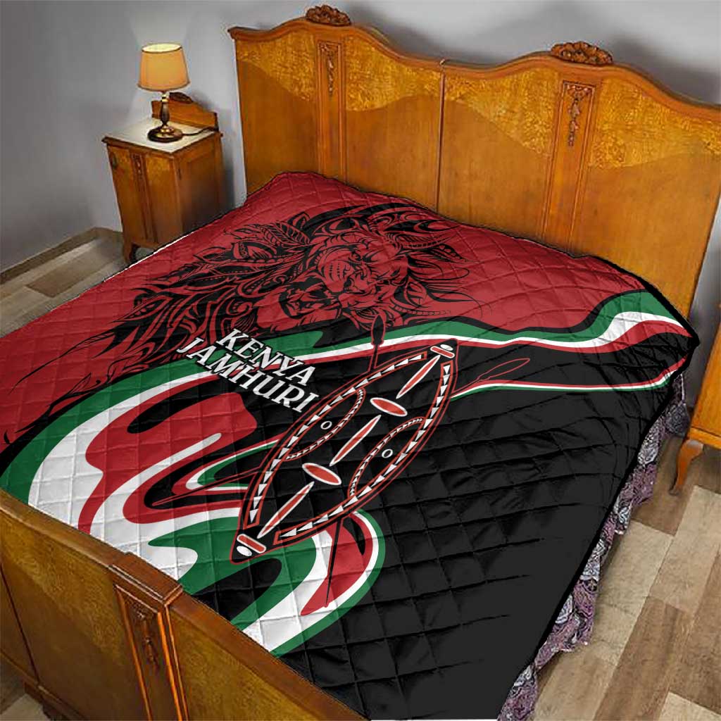 Happy Jamhuri Day Kenya Quilt Kenyan Lion and Maasai Shield LT9