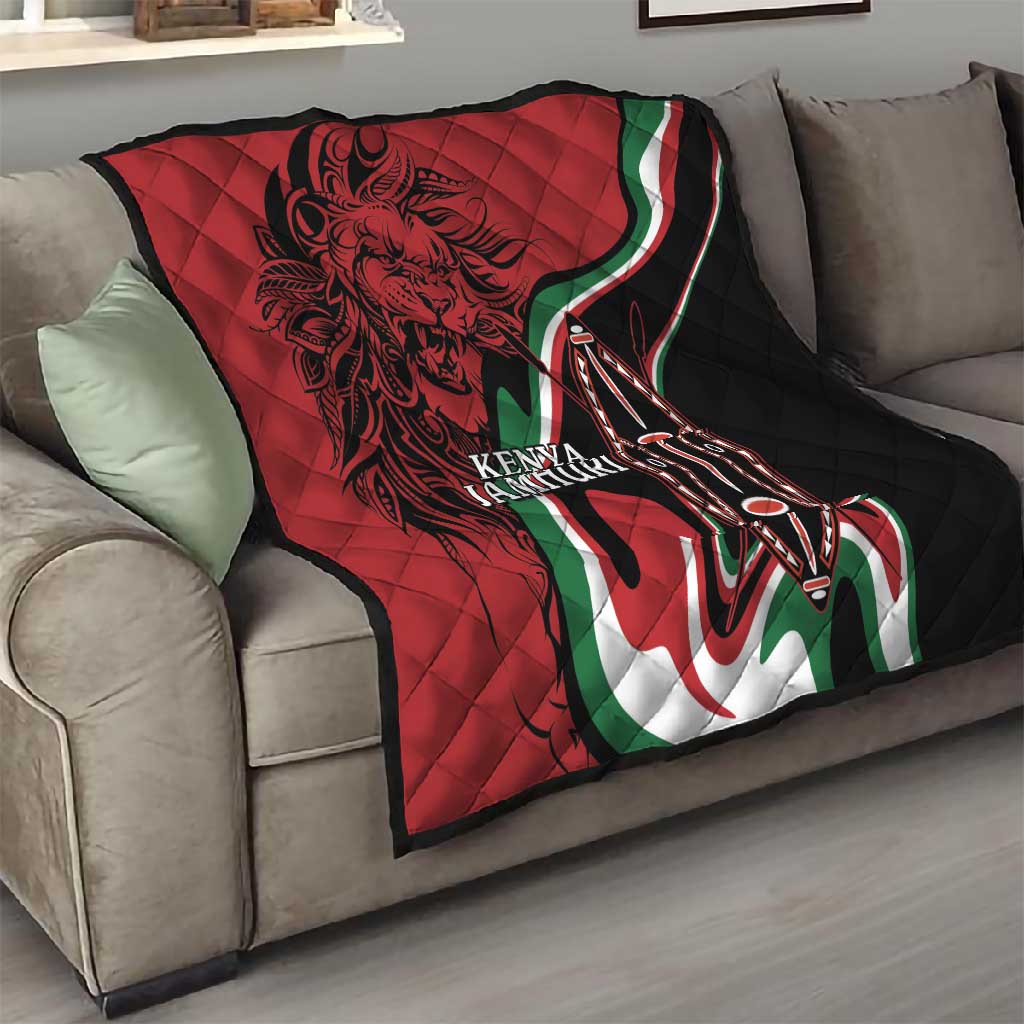 Happy Jamhuri Day Kenya Quilt Kenyan Lion and Maasai Shield LT9