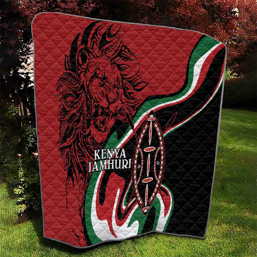 Happy Jamhuri Day Kenya Quilt Kenyan Lion and Maasai Shield LT9