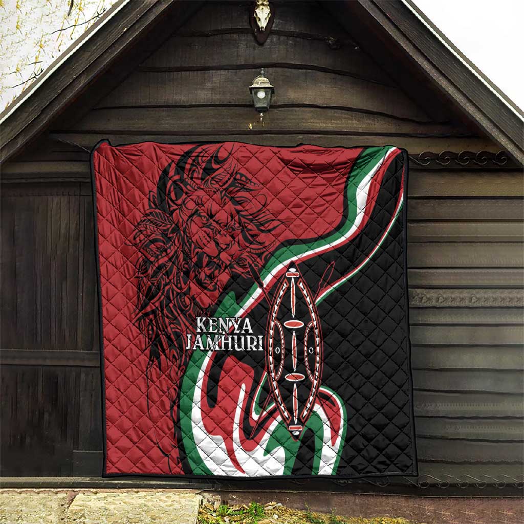 Happy Jamhuri Day Kenya Quilt Kenyan Lion and Maasai Shield LT9