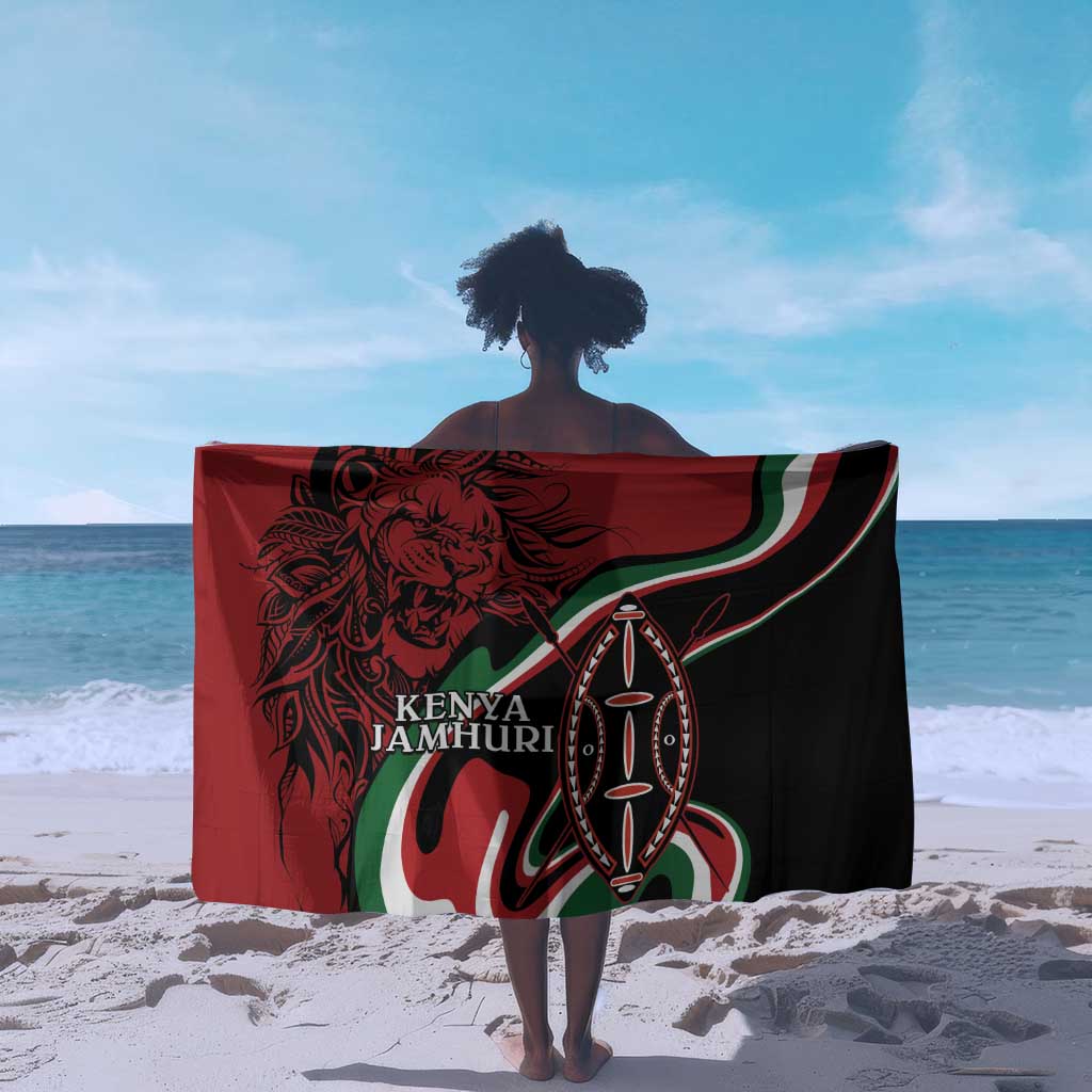Happy Jamhuri Day Kenya Sarong Kenyan Lion and Maasai Shield LT9