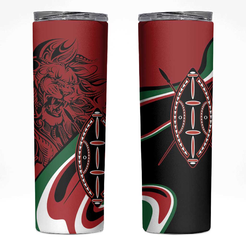 Happy Jamhuri Day Kenya Skinny Tumbler Kenyan Lion and Maasai Shield LT9