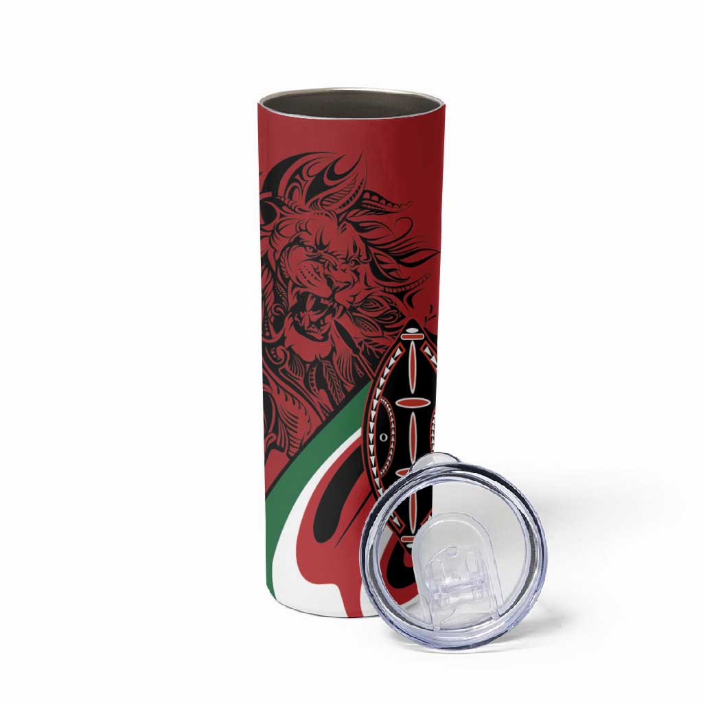 Happy Jamhuri Day Kenya Skinny Tumbler Kenyan Lion and Maasai Shield LT9