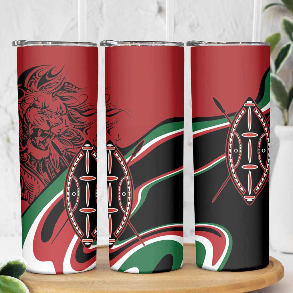 Happy Jamhuri Day Kenya Skinny Tumbler Kenyan Lion and Maasai Shield LT9