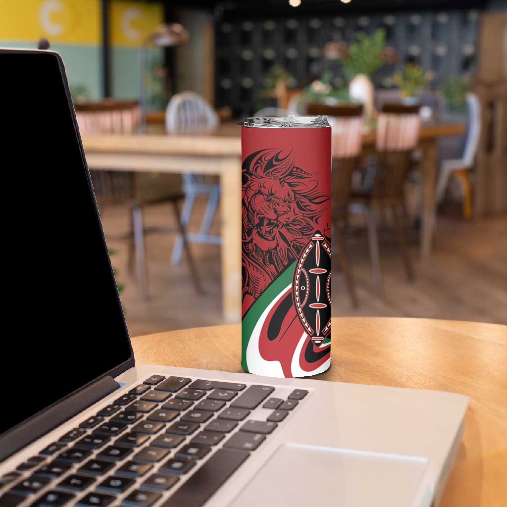 Happy Jamhuri Day Kenya Skinny Tumbler Kenyan Lion and Maasai Shield LT9