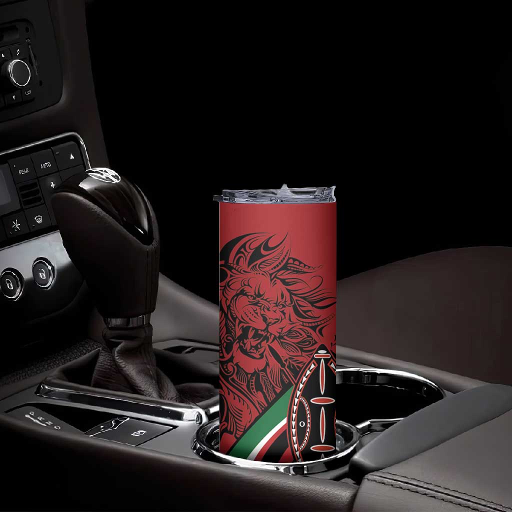 Happy Jamhuri Day Kenya Skinny Tumbler Kenyan Lion and Maasai Shield LT9