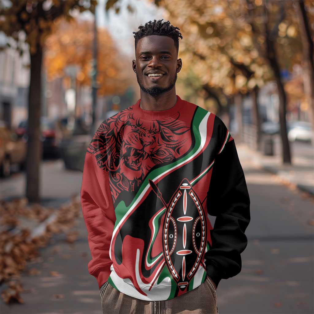 Happy Jamhuri Day Kenya Sweatshirt Kenyan Lion and Maasai Shield LT9