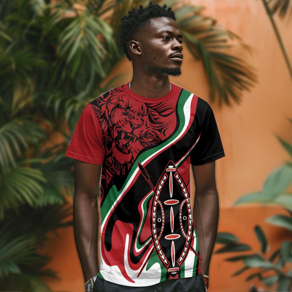 Happy Jamhuri Day Kenya T shirt Kenyan Lion and Maasai Shield LT9
