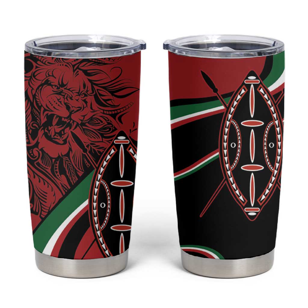 Happy Jamhuri Day Kenya Tumbler Cup Kenyan Lion and Maasai Shield LT9