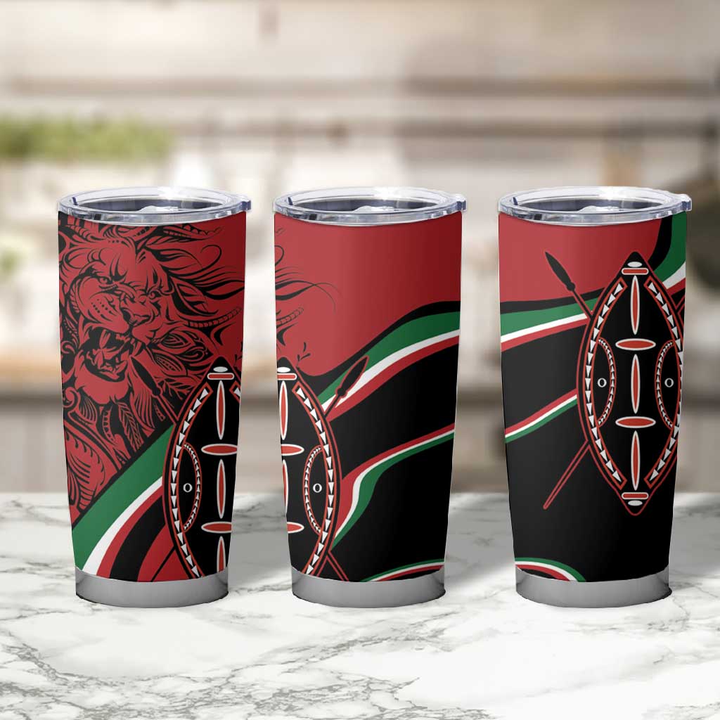 Happy Jamhuri Day Kenya Tumbler Cup Kenyan Lion and Maasai Shield LT9