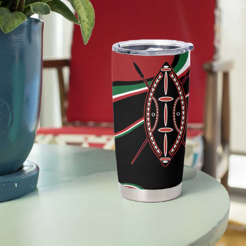 Happy Jamhuri Day Kenya Tumbler Cup Kenyan Lion and Maasai Shield LT9