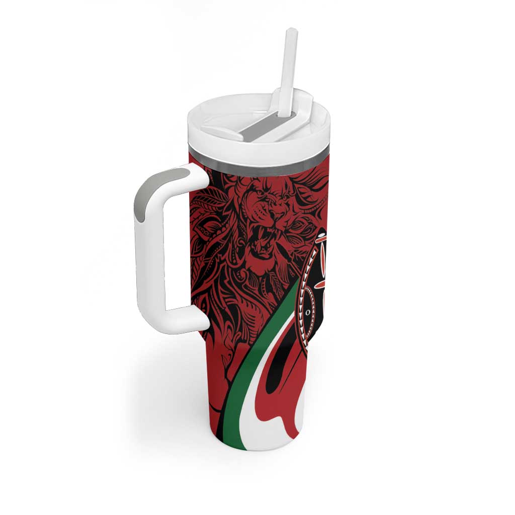Happy Jamhuri Day Kenya Tumbler With Handle Kenyan Lion and Maasai Shield LT9