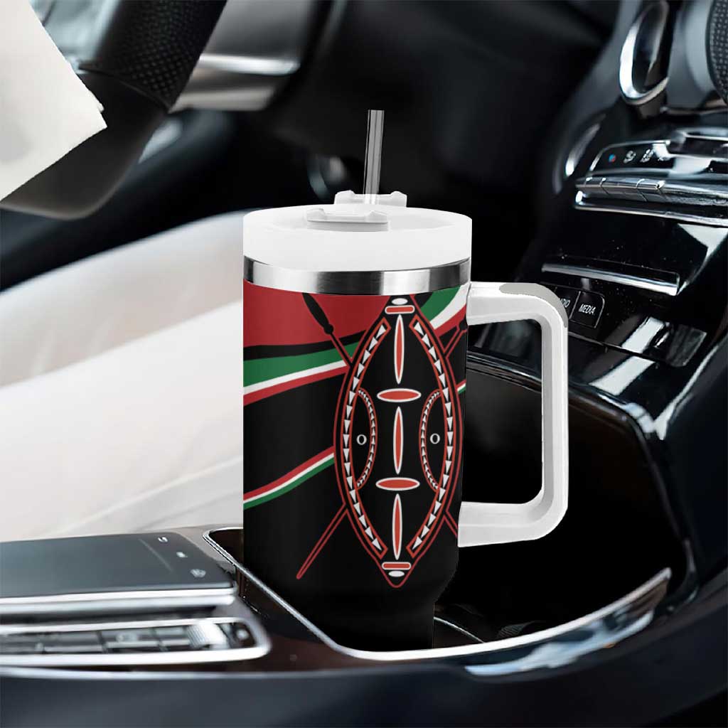 Happy Jamhuri Day Kenya Tumbler With Handle Kenyan Lion and Maasai Shield LT9