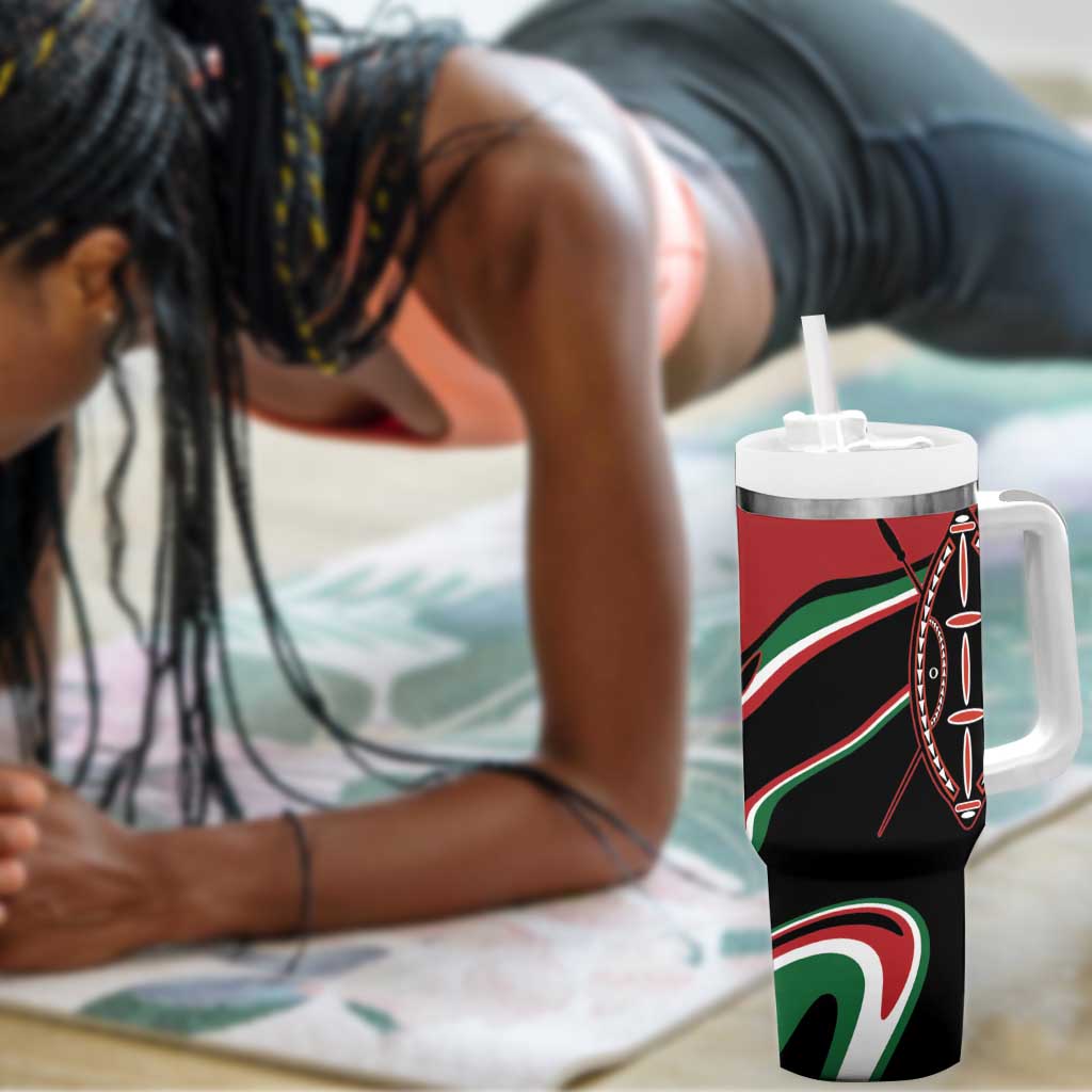 Happy Jamhuri Day Kenya Tumbler With Handle Kenyan Lion and Maasai Shield LT9