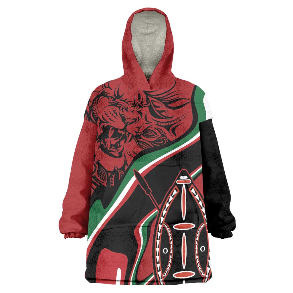 Happy Jamhuri Day Kenya Wearable Blanket Hoodie Kenyan Lion and Maasai Shield LT9