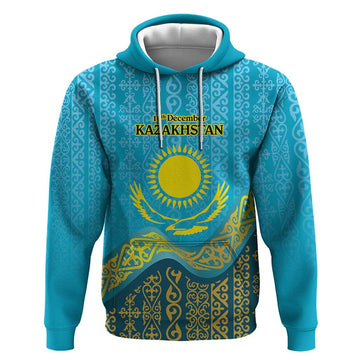 Kazakhstan Independence Day Personalized Hoodie 16 December with Kazakh Pattern LT9
