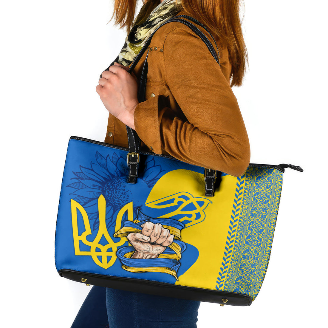 Ukraine Ukraine Folk Patterns Unity Day Personalized Leather Tote Bag LT9